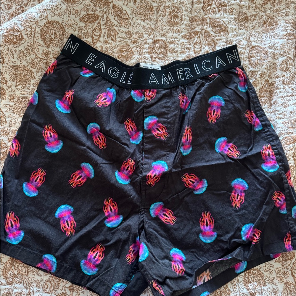 American Eagle Black Boxers with Colorful Print